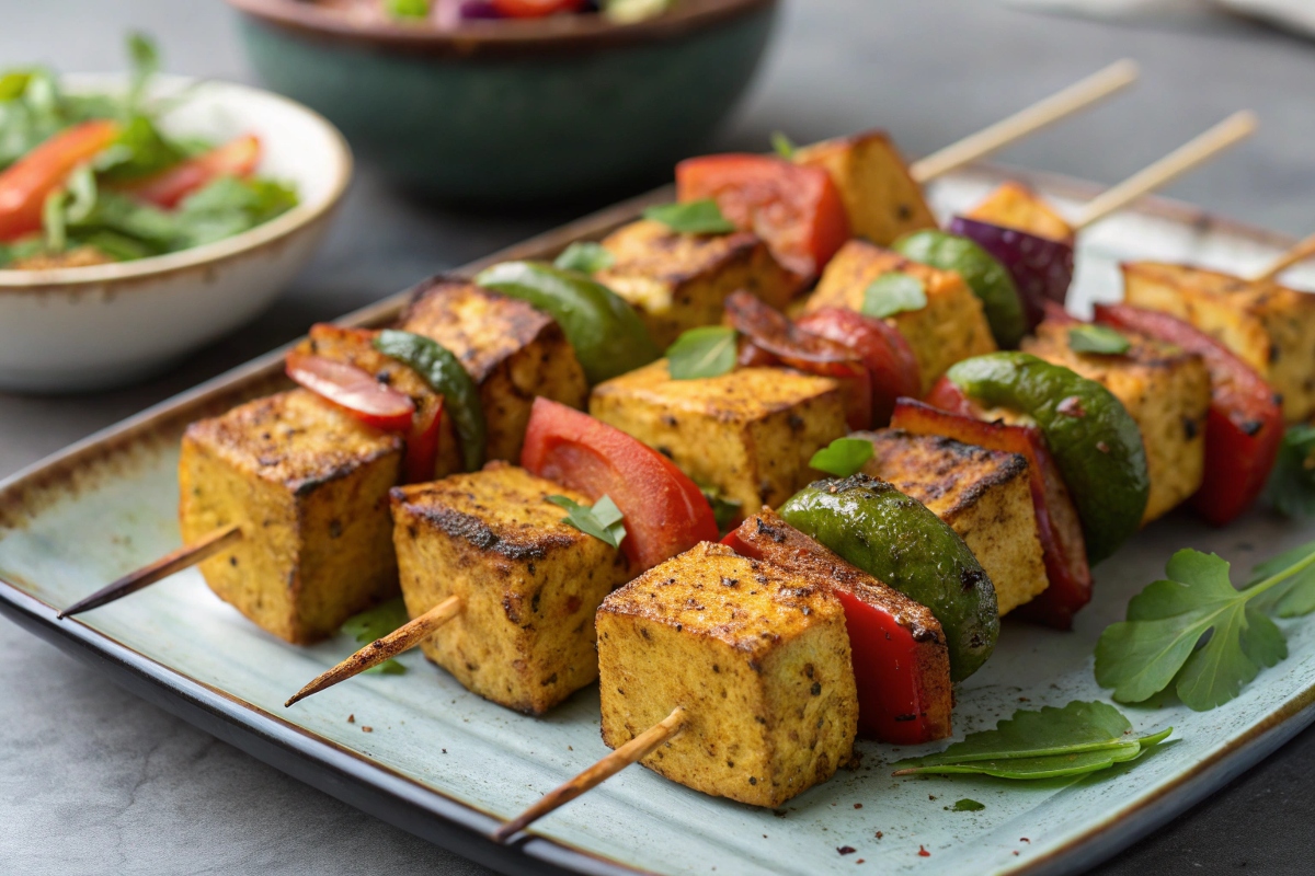 Tofu And Mixed Vegetable Tikka Flavoured BBQ Skewers